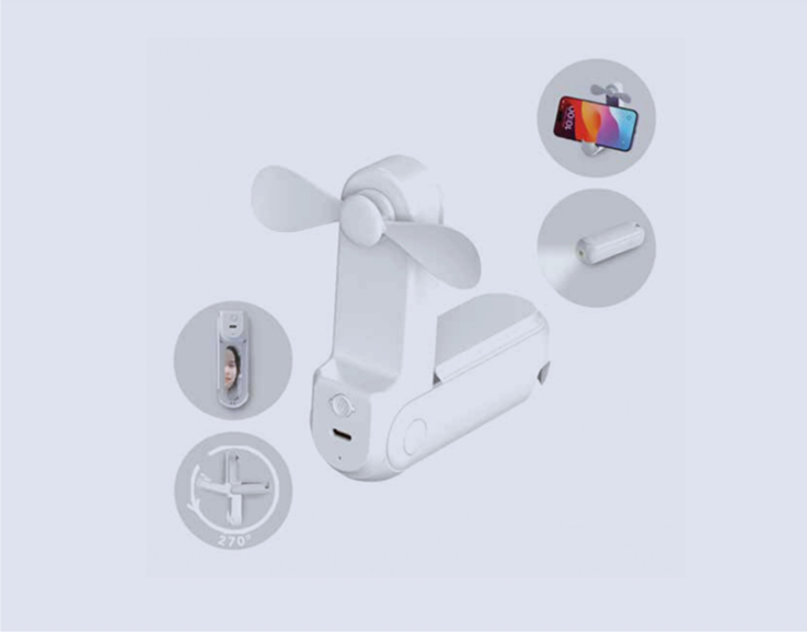 Multifunction Foldable Mini Fan W Torch - Phone Stand Mirror
