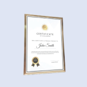 DS-PF-03 A4 Gold Cert Frame 8.5" x 12" / 215 x 300mm
