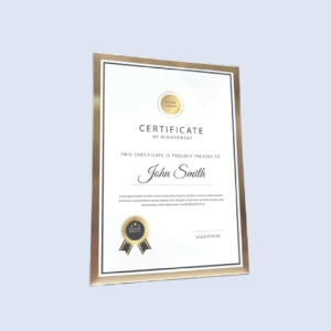 DS-PF-03 A4 Gold Cert Frame 8.5" x 12" / 215 x 300mm