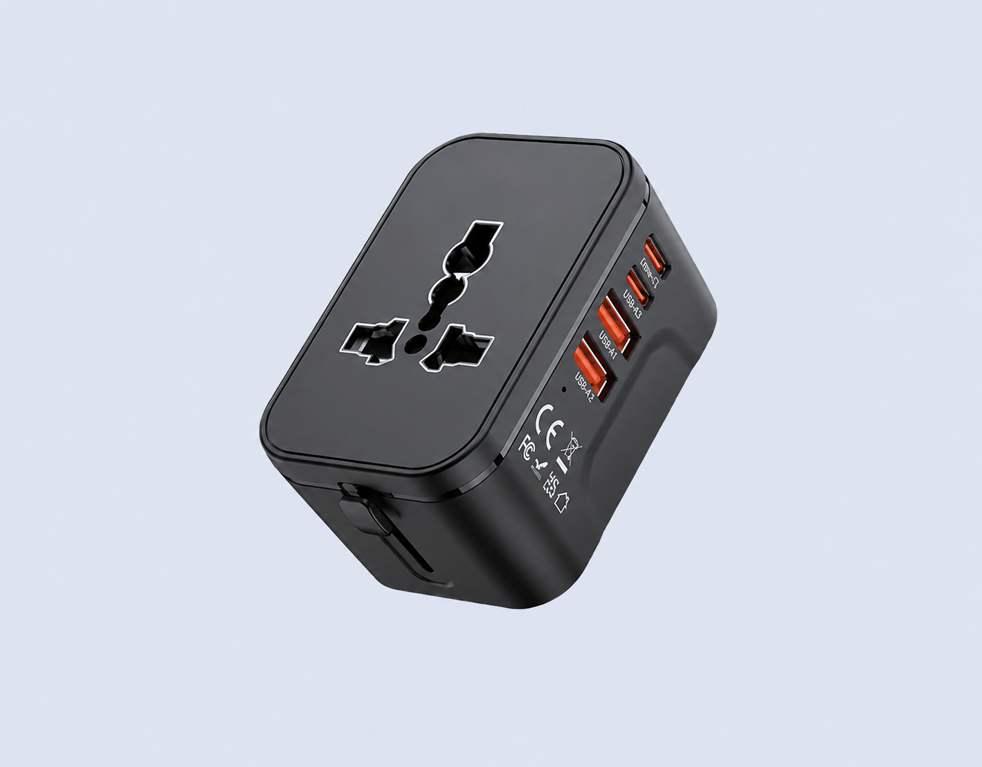 Code : DSMC806 Travel Adaptor 2 USB Port + 2 Type-C Port - 3.4A Built In Safety Shutters Compatible (US, UK, EU, AUS)