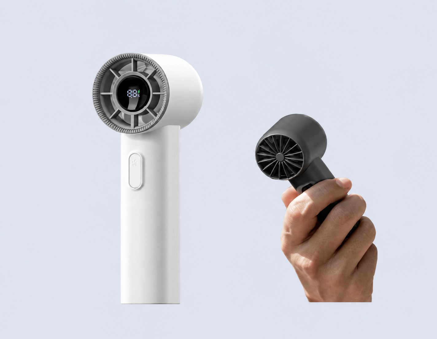Code : DSFN32T Cyclone Wind Handheld Mini Turbo Fan 5 Speed Gear - 2000mAh Long Lasting Smart Digital Display