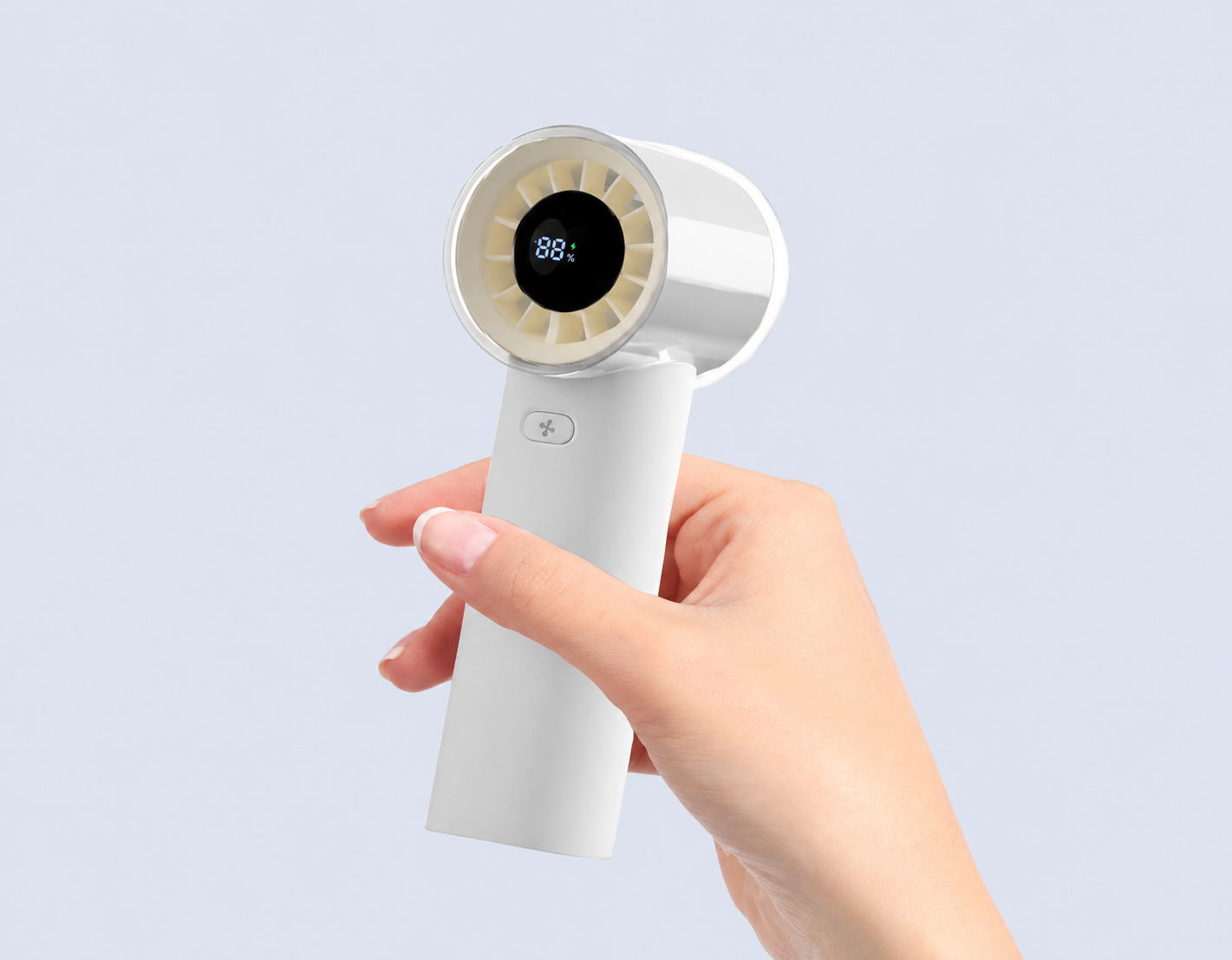 Code : DSFN33T Super Tornado Wind Mini Handheld Turbo Fan 4 Speed Gear - 3000mAh Long Lasting Smart Digital Display