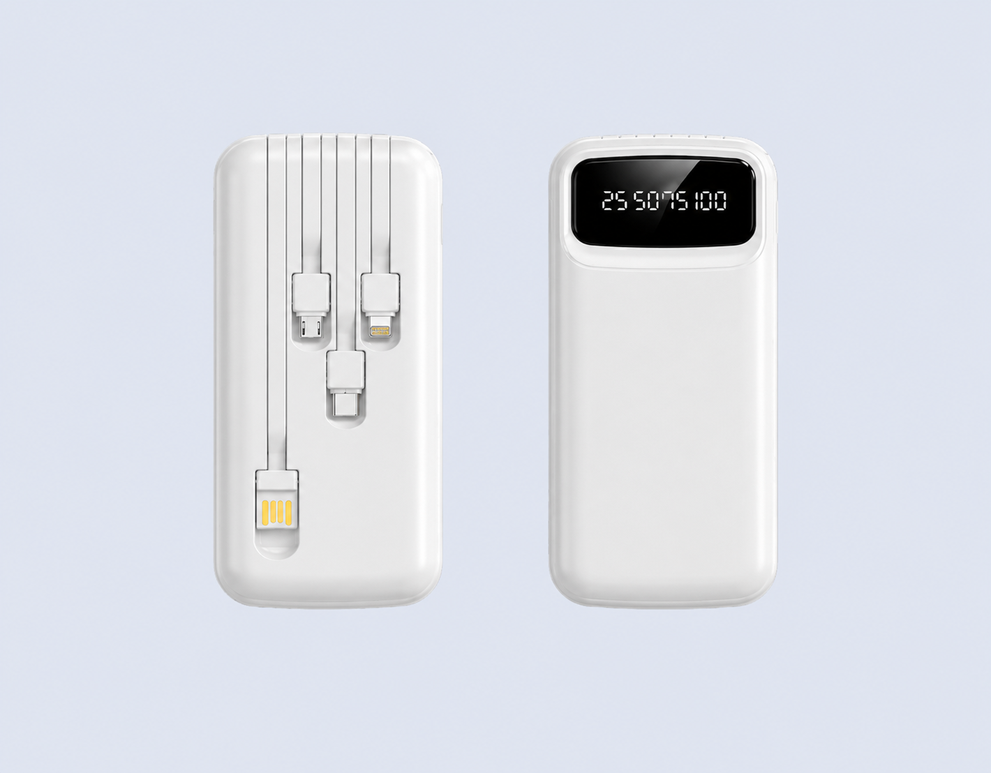 Code : DSF-806 Powerbank 10000mAh 4 x Built in Cable + 1 x USB Port 2.1A Fast Charge - Digital Display