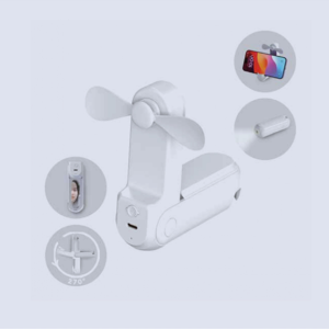 Multifunction Foldable Mini Fan W Torch - Phone Stand Mirror